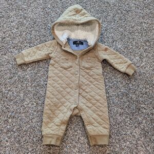 7 For All Mankind Quilted Hooded One Piece Size 0-3 Months Tan